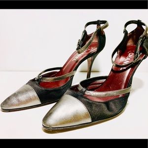 Chanel d'Orsay Pump Ankle Strap Cap Toe 39.5/9.5